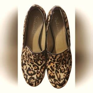 Splendid Women's Leopard Print With Gold Chunky Heel Shoes Size 7 1/2
